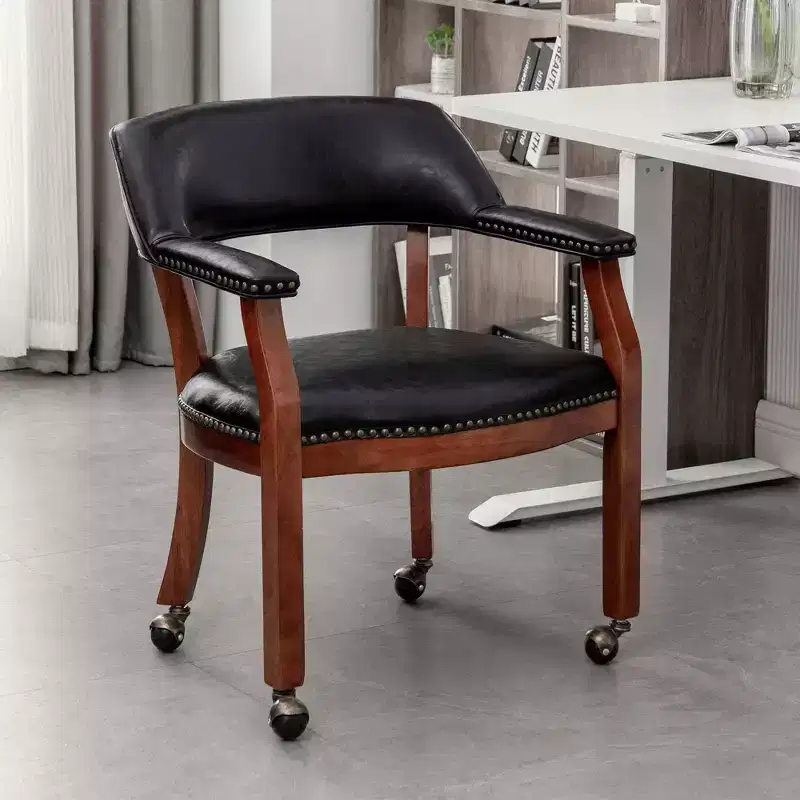 Breighton Home Take a Seat Dillon Armchair with Wheels in Black Vegan Leather