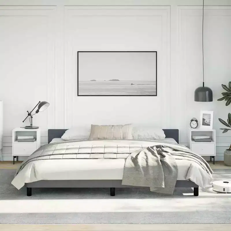 Bed Frame With Headboard Dark Grey Velvet Full Durable