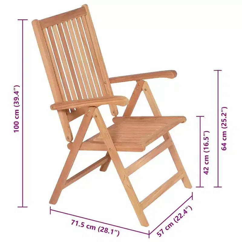 vidaXL Garden Chair Set of 6 Teak Solid teak wood Foldable