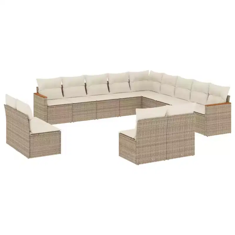 vidaXL 14 Piece Patio Sofa Set with Cushions Poly Rattan