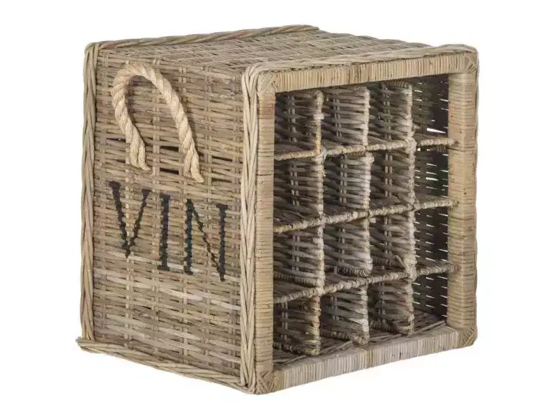 16 Bottle Wicker Wine Rack - Grey