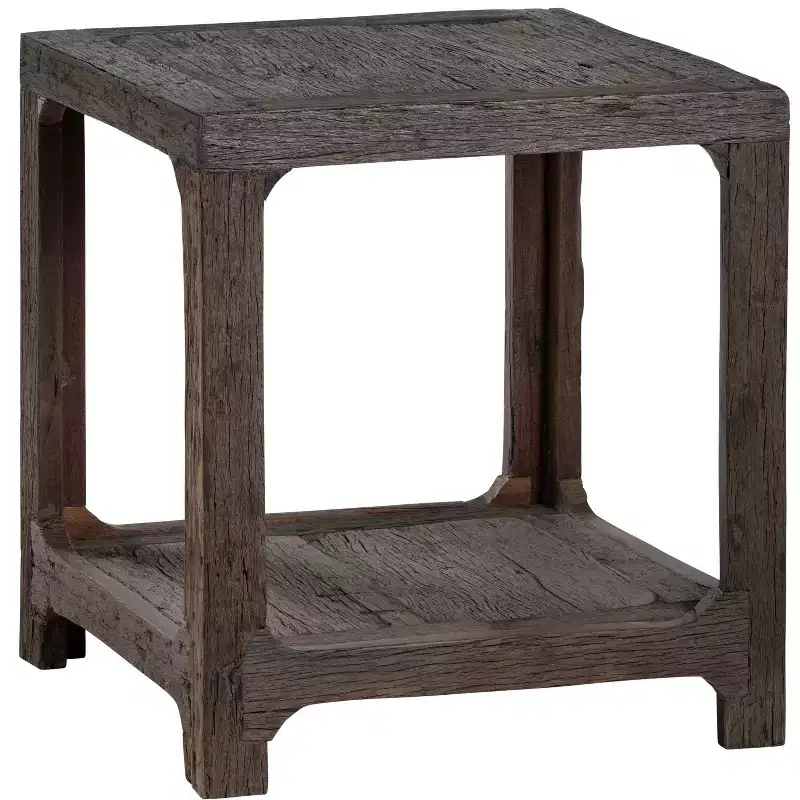 Square Brown Solid Wood Accent End Table