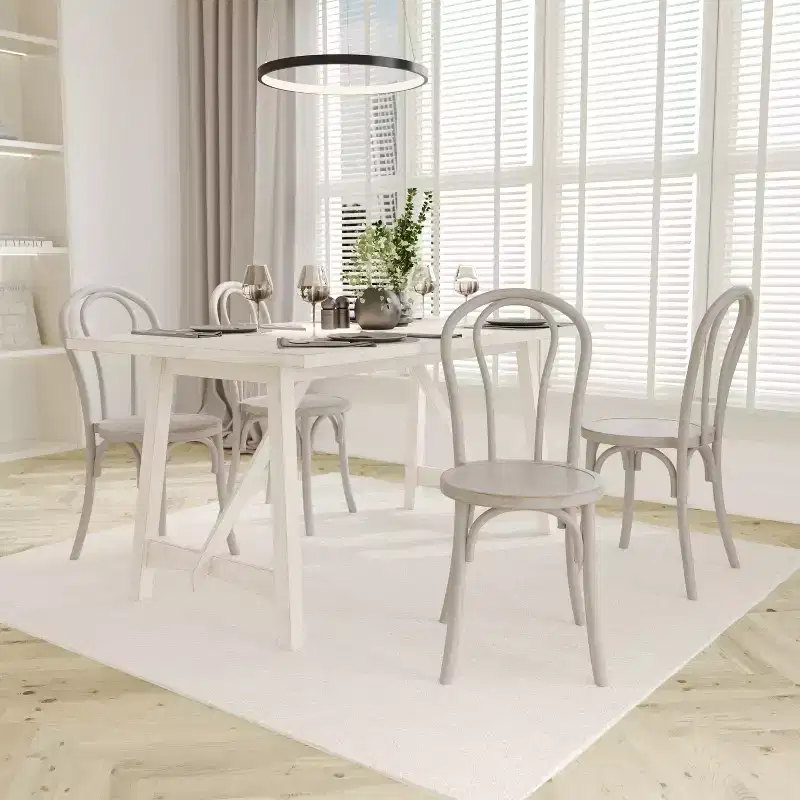 Emma and Oliver Set of 2 Solid Wood Thonet Style Stack Dining Chairs