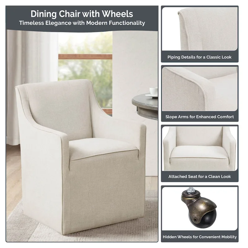 Madison Park Charlotte Dining Arm Chair with Casters