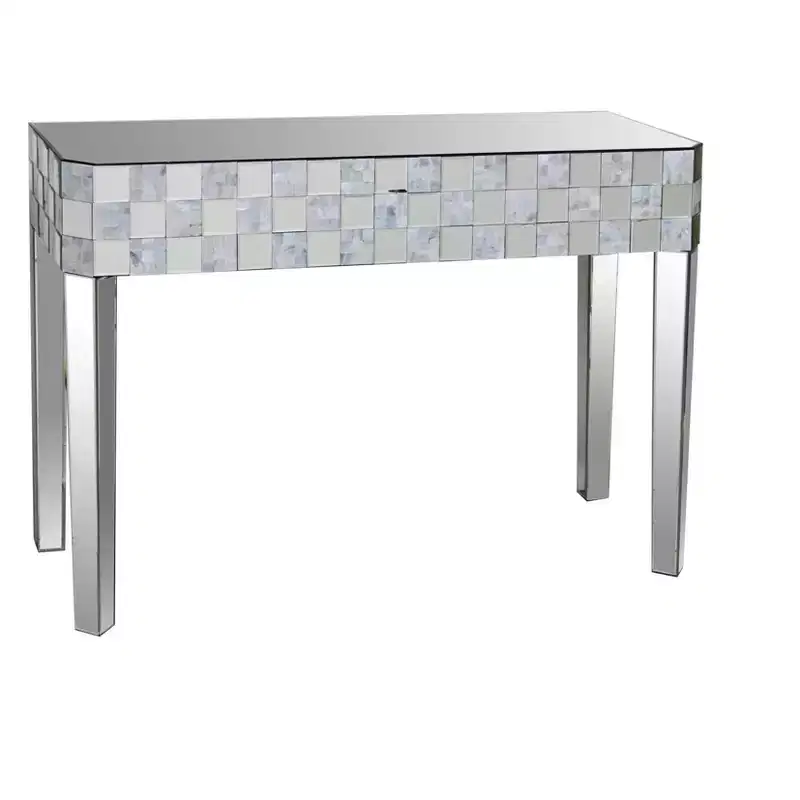 Chequered Pattern Console Table In Rectangular Shape, Clear