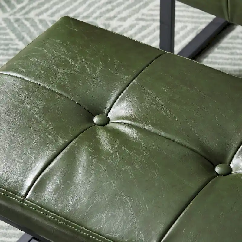 Glitzhome Modern PU Leather Tufted Accent Chair with Ottoman Set