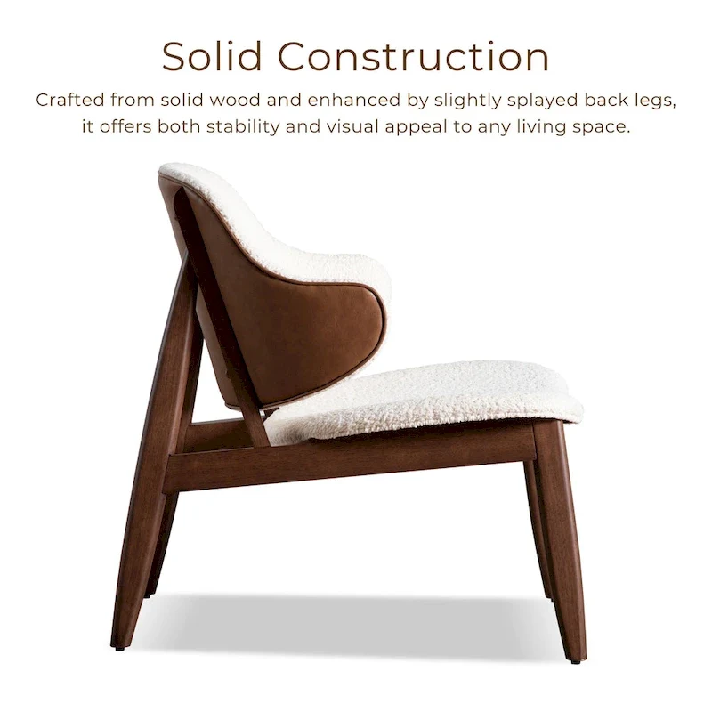 Furniture of America Beck Mid-century Modern Boucle Wingback Walnut Accent Chair