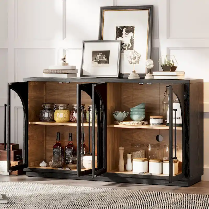 Sideboard with Metal Handles and Adjustable Shelves