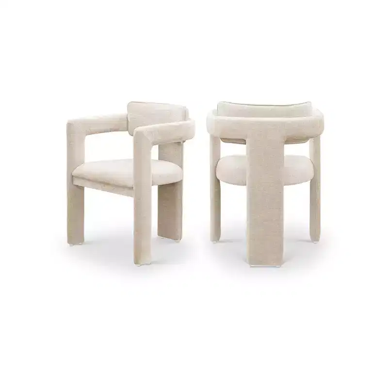 Brenda Beige Chenille Fabric Dining Chair, Set of 2