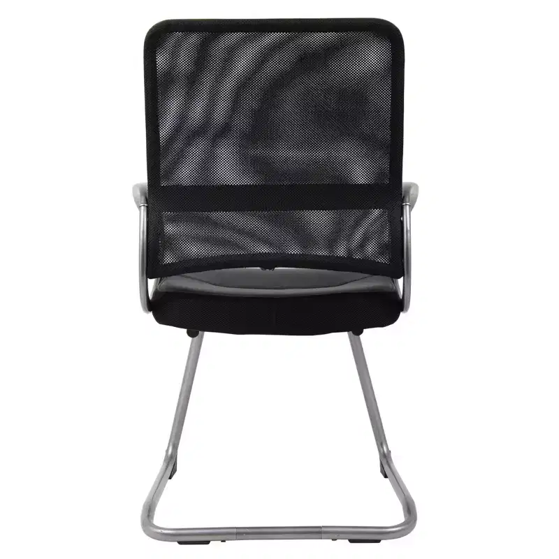 Mesh Back with Pewter Finish Guest Chair Black - Boss Office Products: LeatherPlus Seat, Cantilever Base