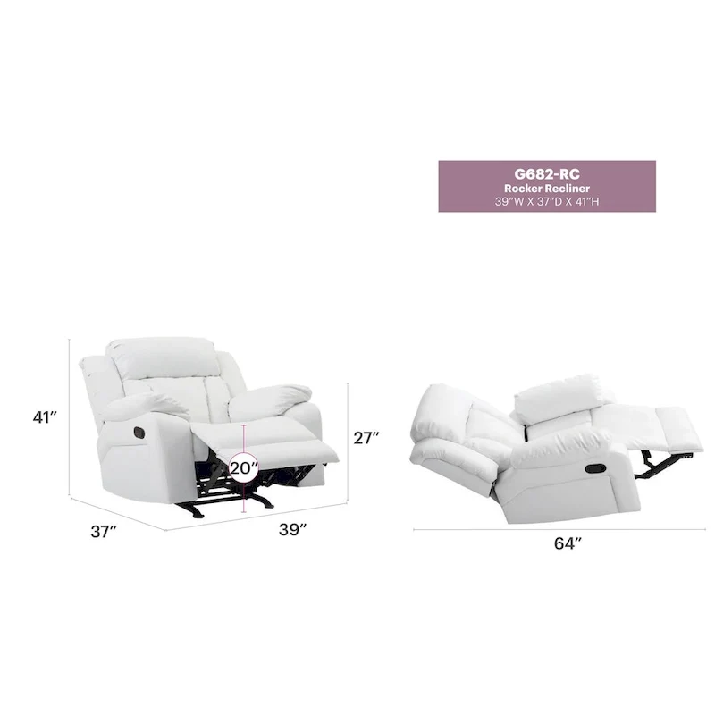 Daria Faux Leather Upholstery Reclining Chair - 38L x 37W x 41H