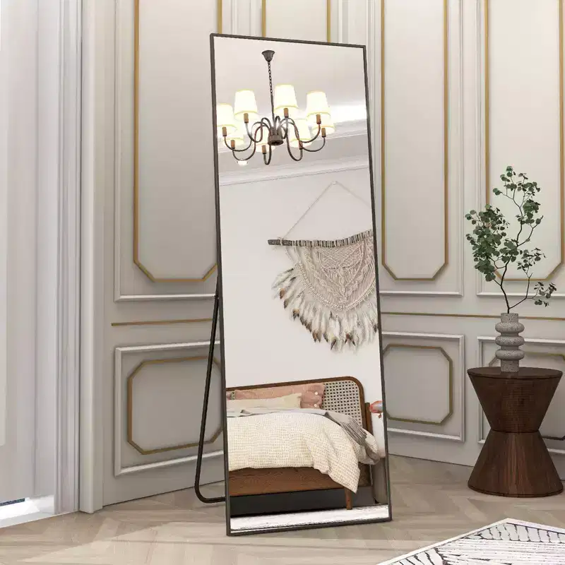 Full-Length Leaning Floor Mirror, Aluminum Alloy Frame – 58