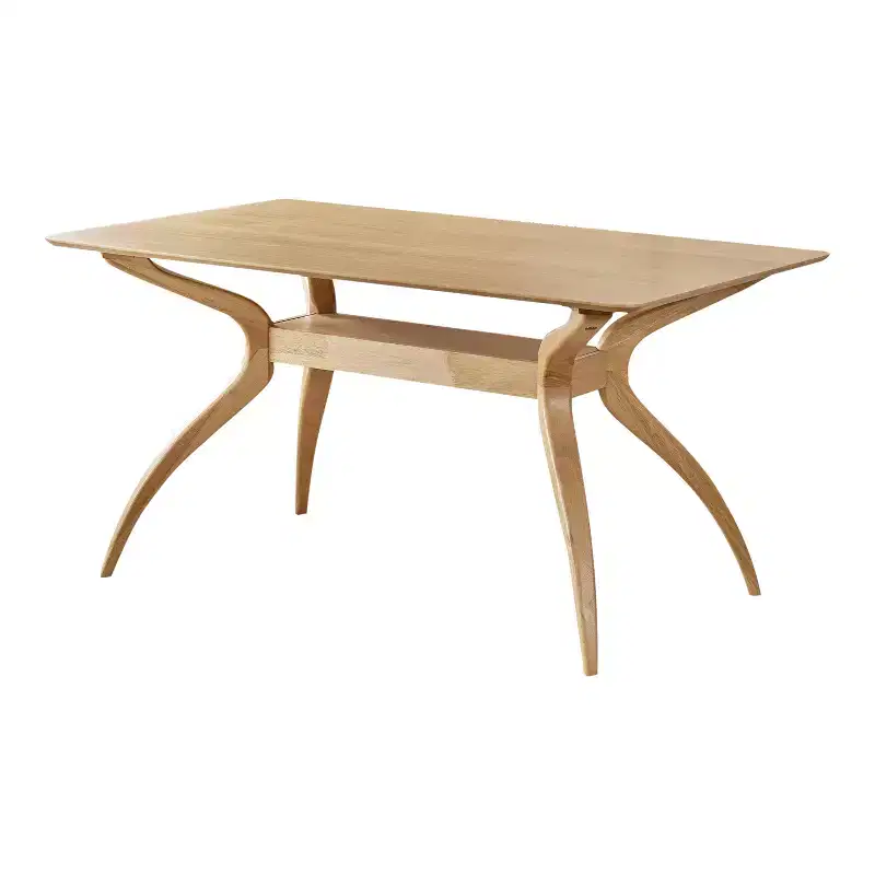 Mid-Century Modern Rectangular Dining Table, Rubberwood Legs, Seats 4-6