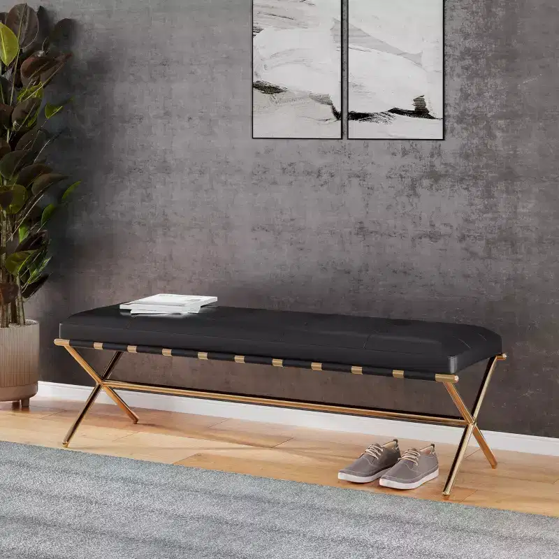 Upholstered Entryway Bench - Black