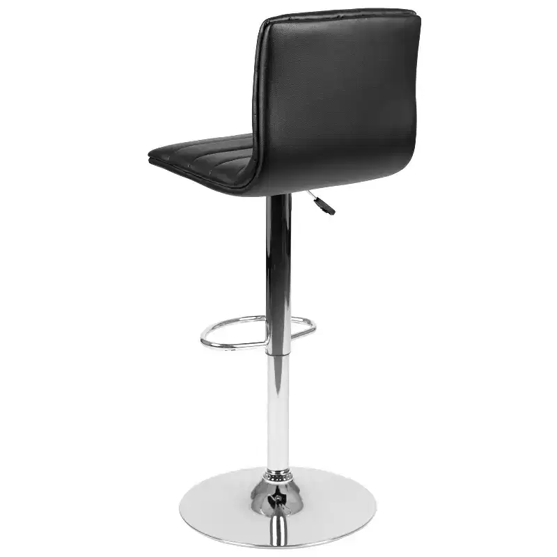 Emma and Oliver Coti Modern Channel Tufted Upholstered Height Adjustable Mid-Back Stool and Pedestal Base with Footrest