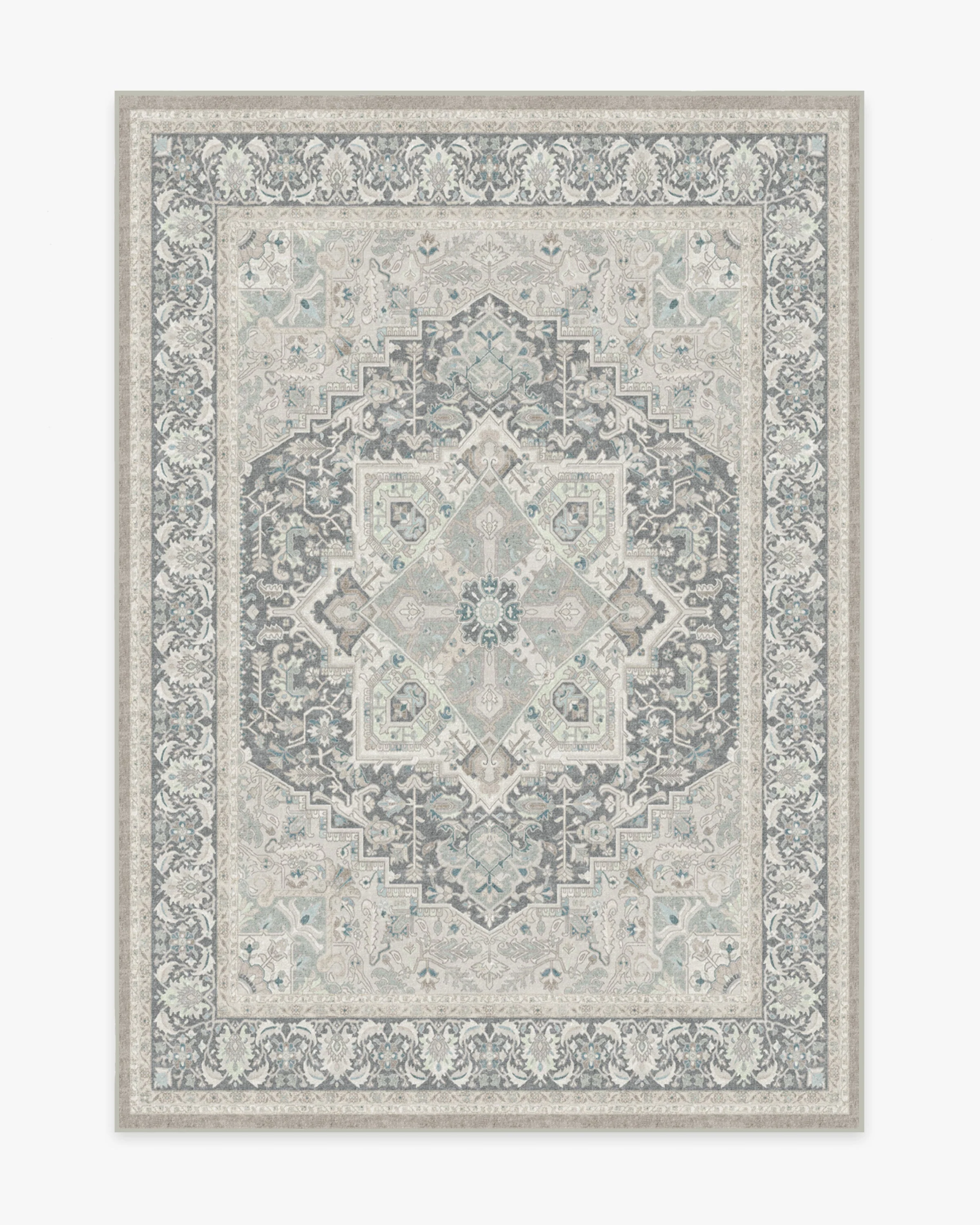 Classic Persian Flatwoven Rug with Neutral Oversized Medallion for Living Room & Study