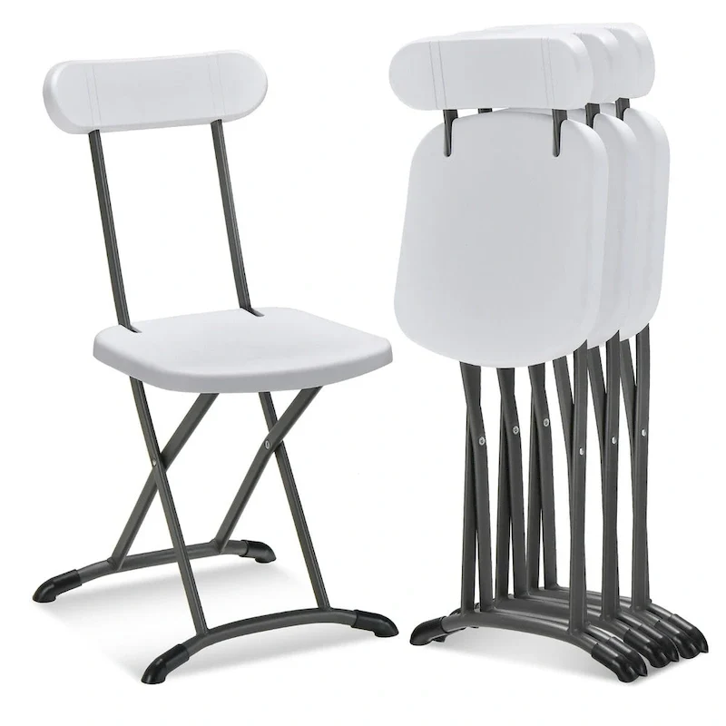 Gymax 4-Pack Folding Chair w/ Metal Curved Feet Wide Seat & Ergonomic