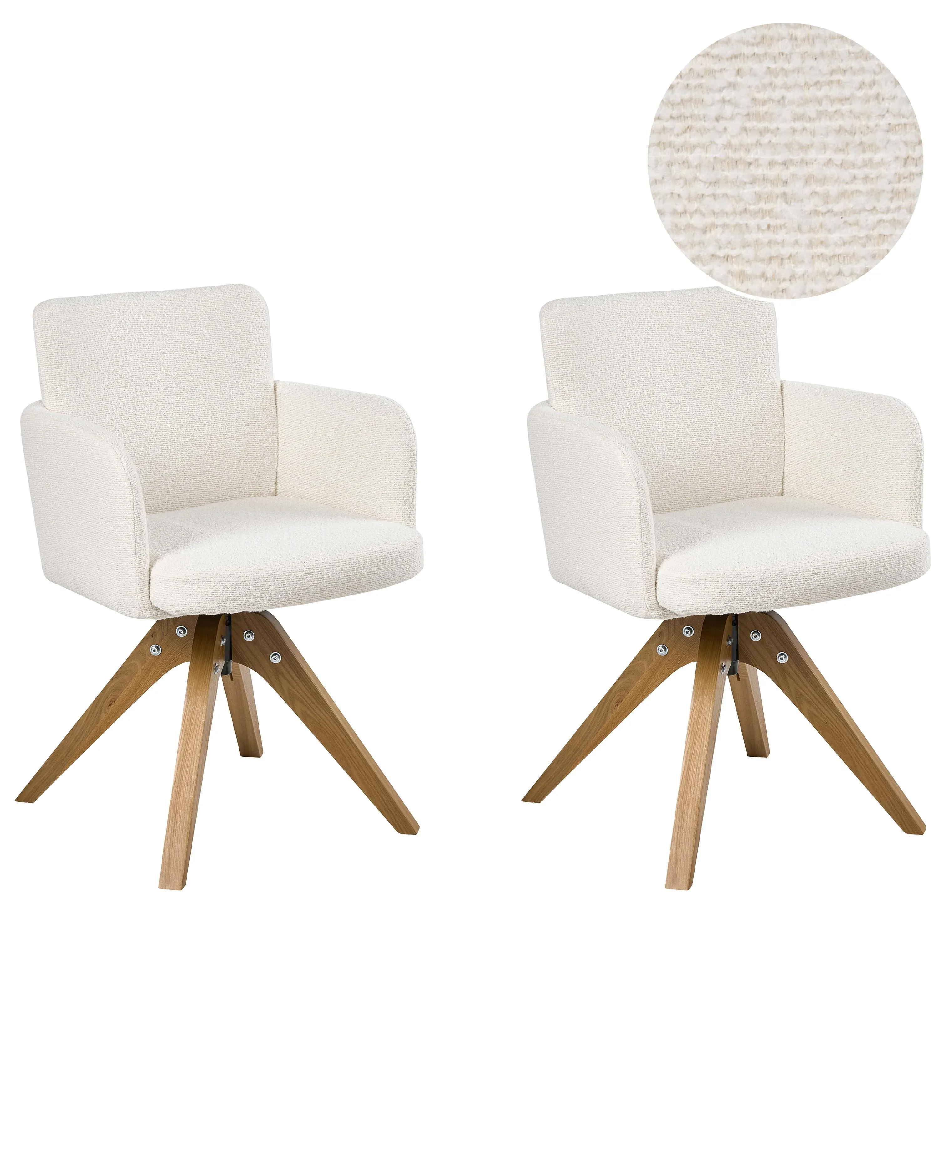 Set di 2 sedie da pranzo Bouclé Bianco sporco arcuate