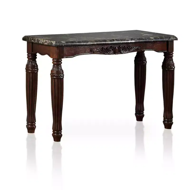 Traditional Faux Marble Top Sofa Table Brown, Elegant Entryway Furniture, Espresso Finish