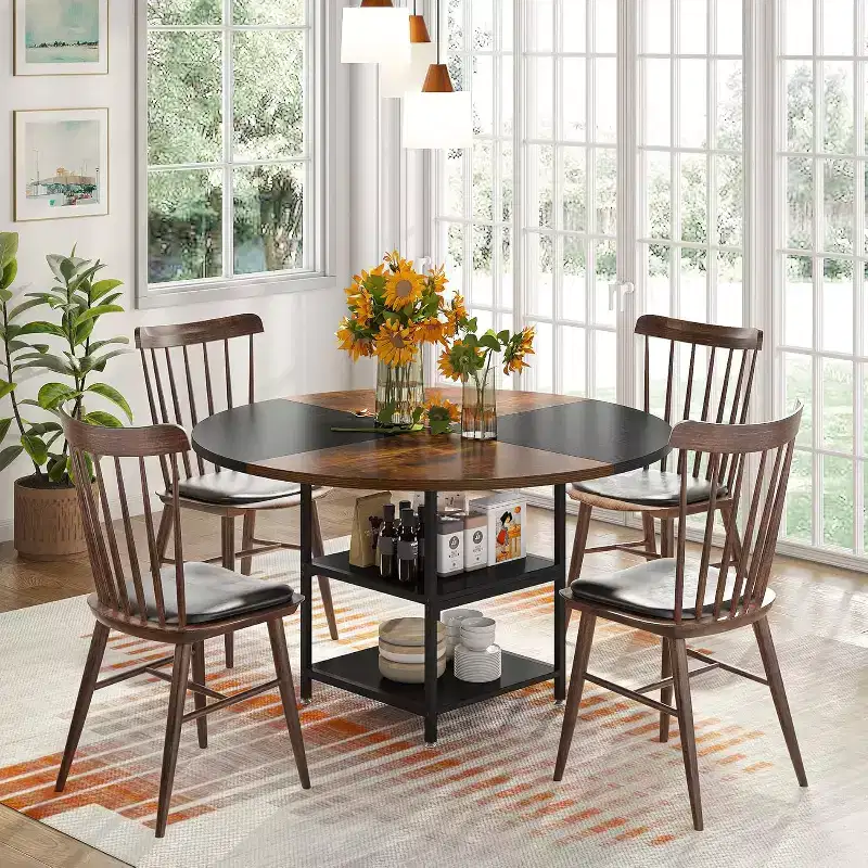 Lantine 47 Inches Round Dining Table for 4 People