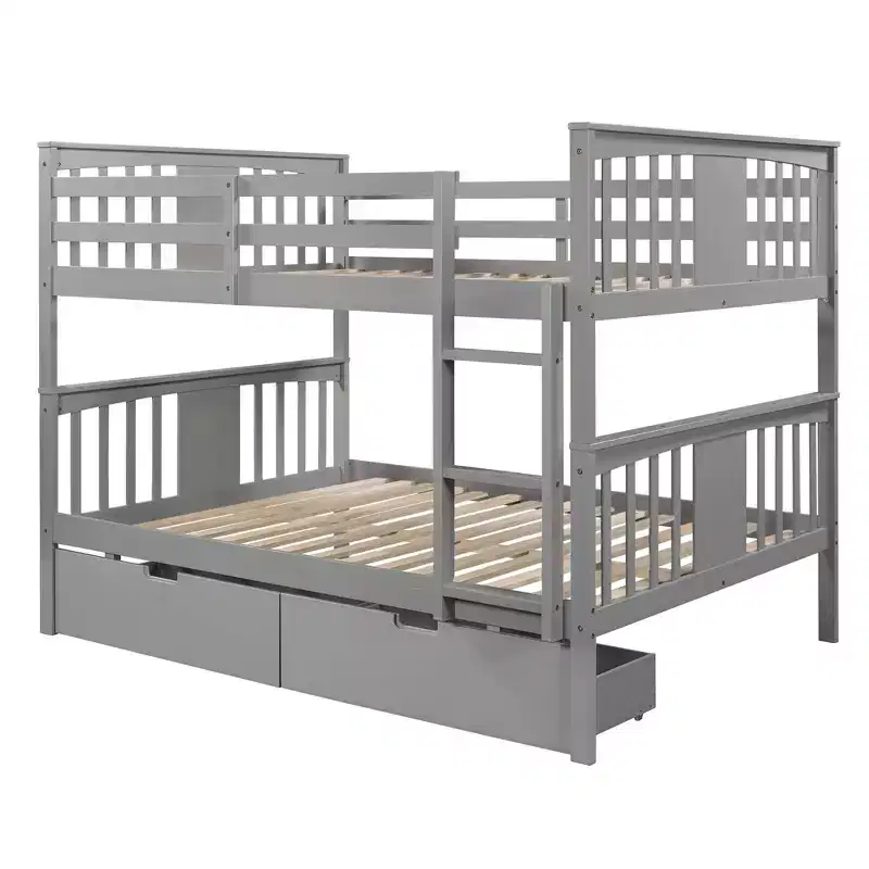 Luxystar Modern Full over Full Bunk Bed with 2 Drawers