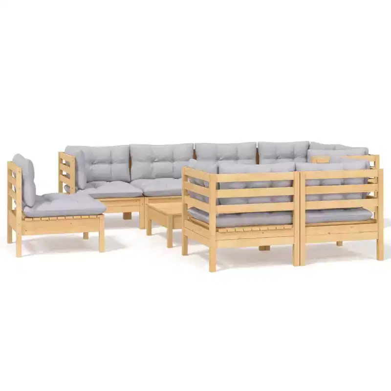 vidaXL Outdoor Lounge Set with Cushions - Solid Pinewood Design