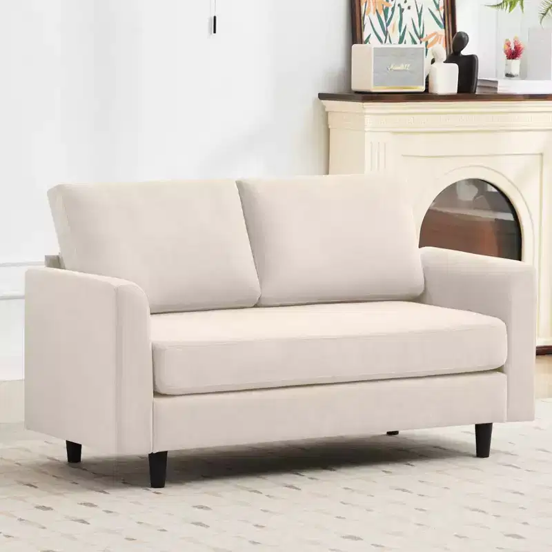 Breathable Soft Fabric Loveseat Sofa for Small Spaces
