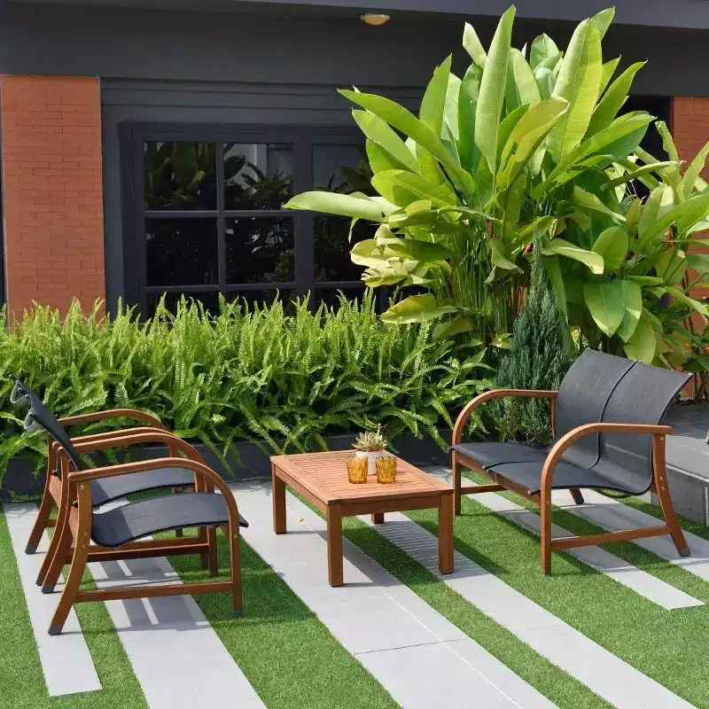Amazonia 4pc Caprice Outdoor Patio Conversation Furniture Set Black