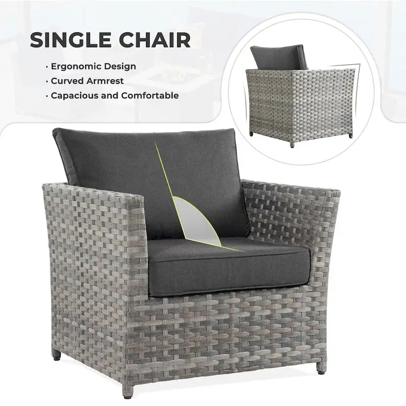 OVIOS 10-Piece Patio Wicker Conversation Rocking Chair Set With Fire Table