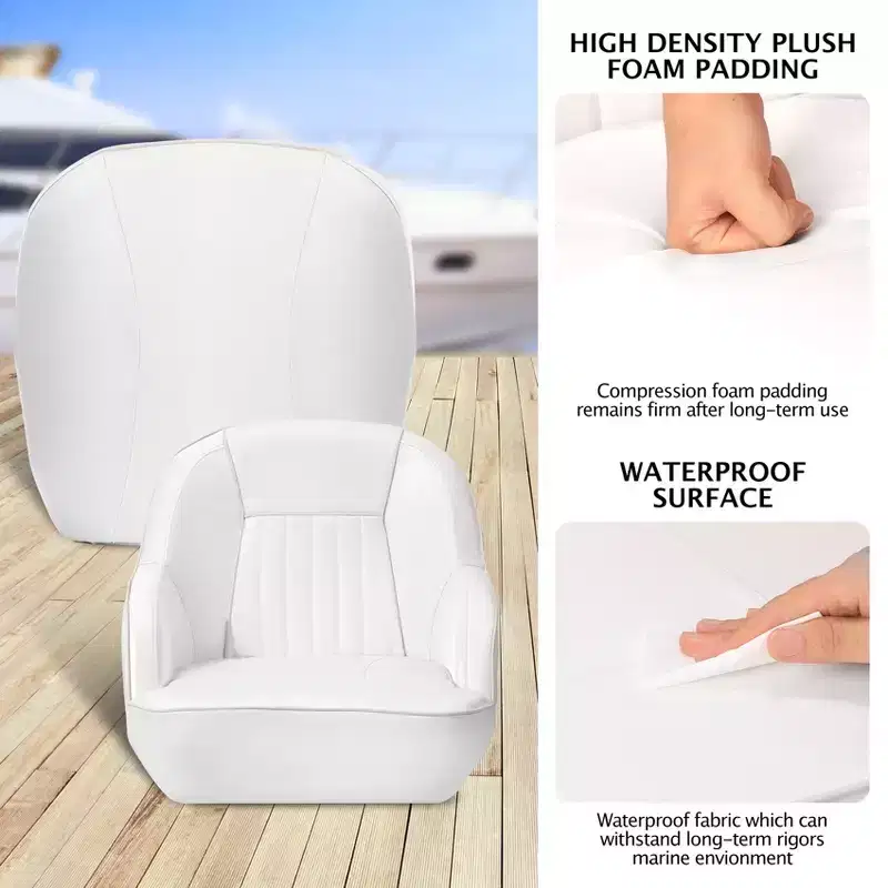 Pontoon Boat Captain Chair  Ergonomic Bucket Seat with Compression Foam Padding and Durable Molded Plastic Frame