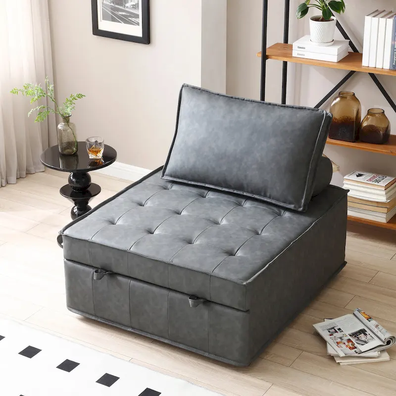 Convertible Ottoman Sofa Bed with Removable Backrest