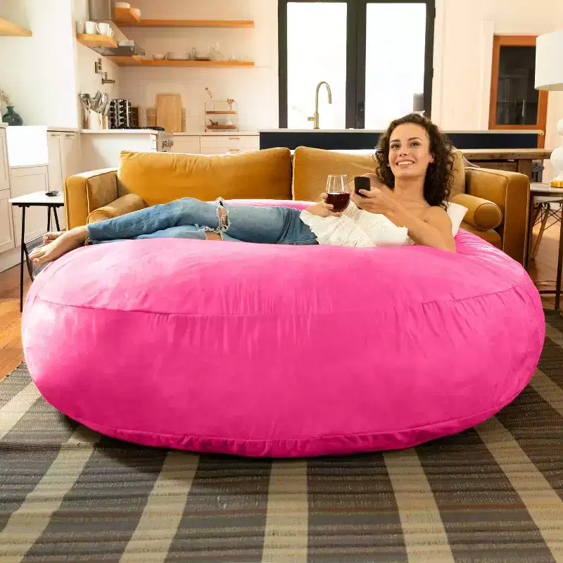 6-Foot Large Bean Bag Chair for Adults, Convertible Lounge and Bed
