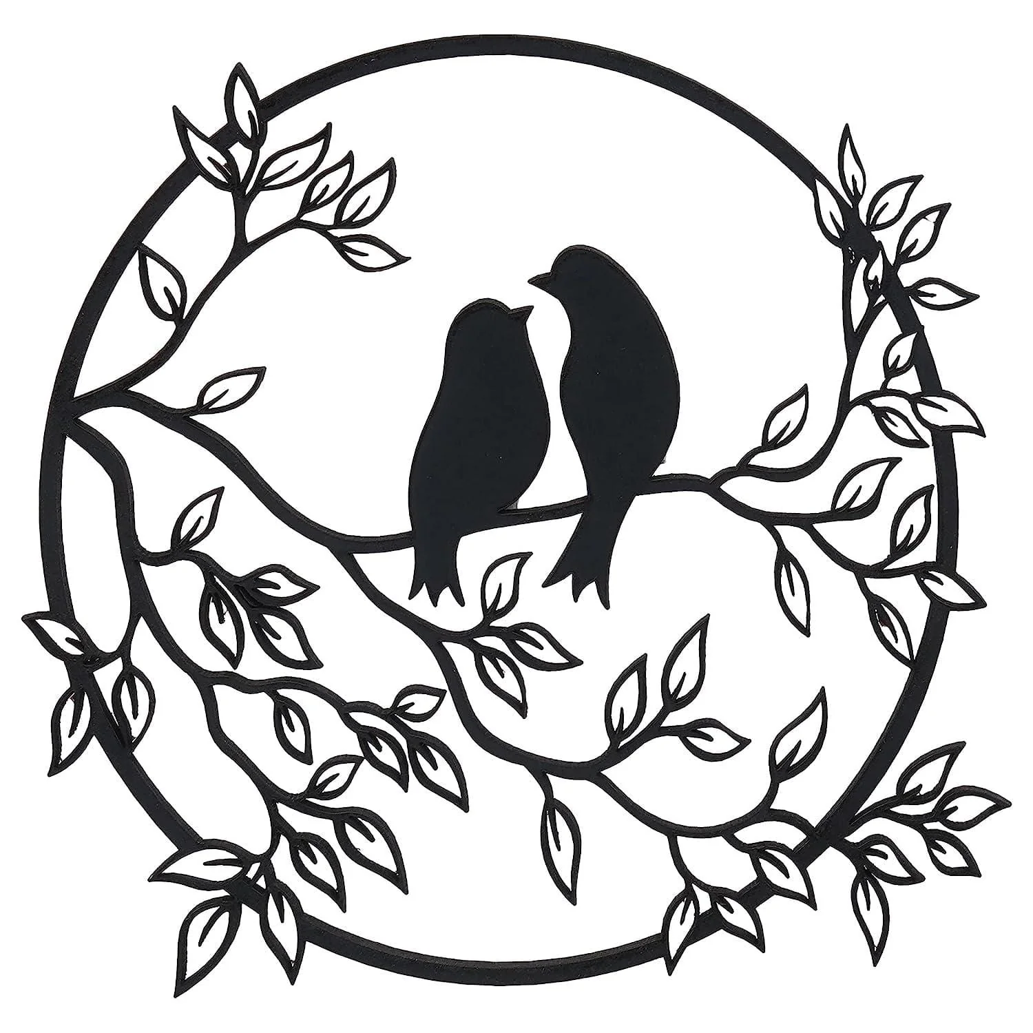 Premium Laser Cut Wooden Tree With sparrow Wall Hanging for Wall Decor, Home Decor, Christmas Dec0or- 7 Inch (Wood, Black) Wall Sculptures