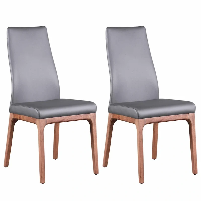 Somette Modern Contour Back Side Chair with Wood Base, Set of 2