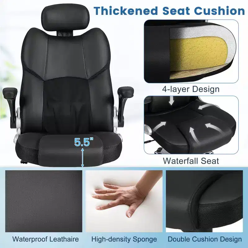Costway Kneading Massage Office Chair Height Adjustable Swivel Chair with Flip-up Armrests