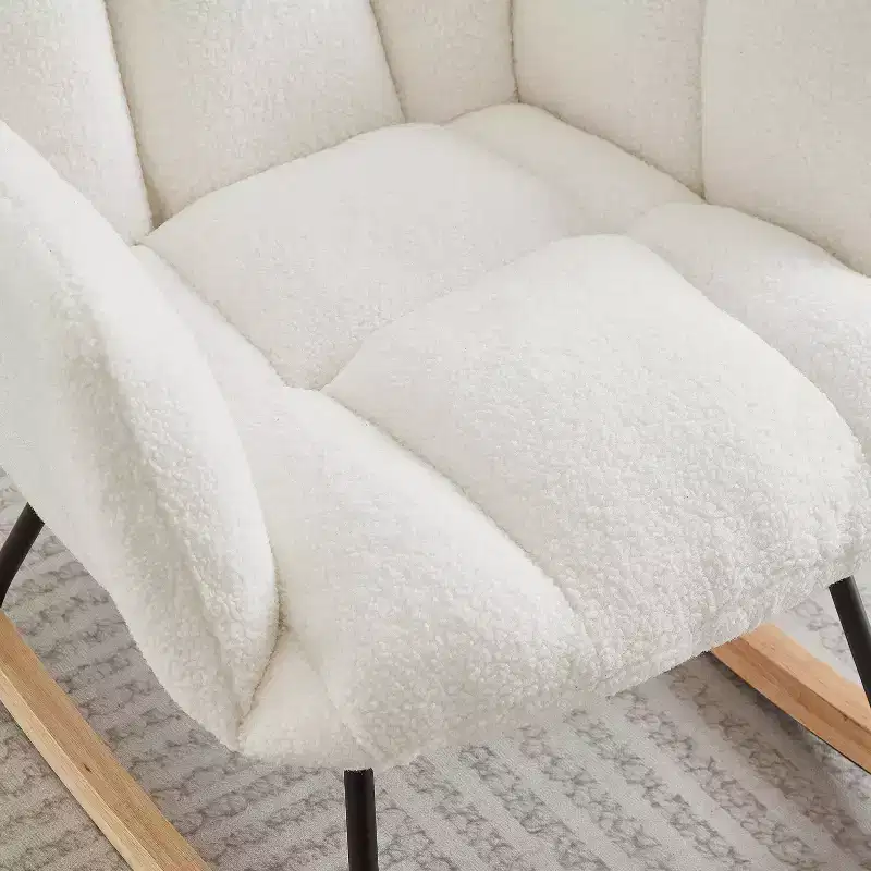 High-Back Rocking Chair – Green / Ivory / Pink, Single Seat, Upholstered