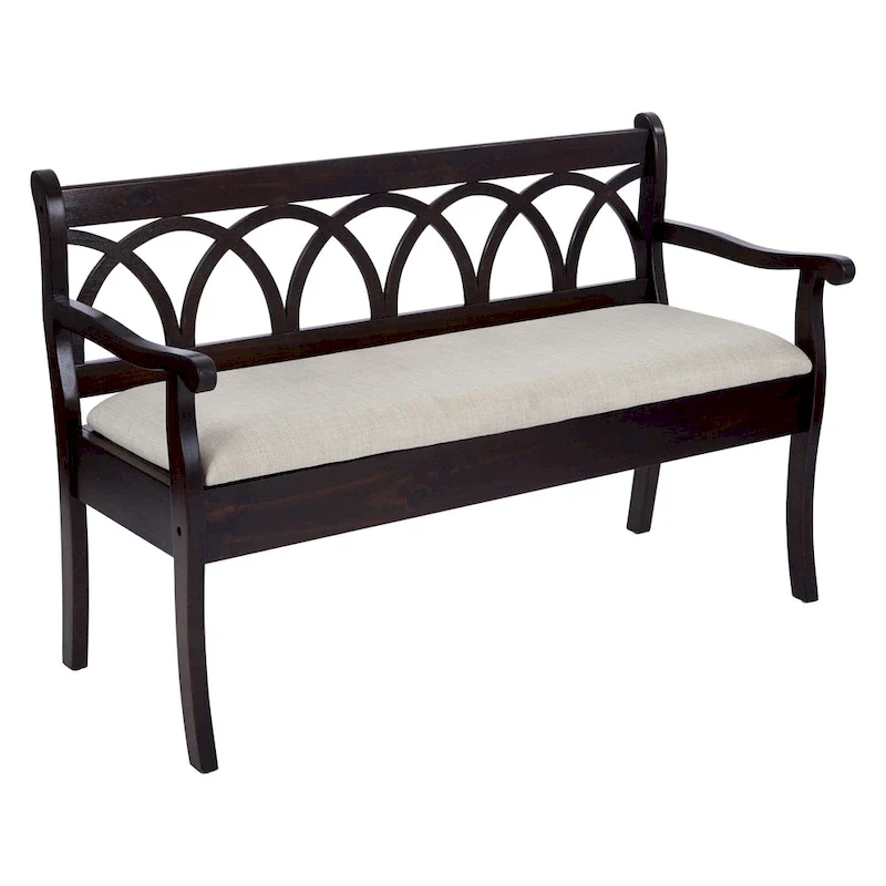 Coventry Storage Bench with Open Shelves | Entryway Hallway Bench