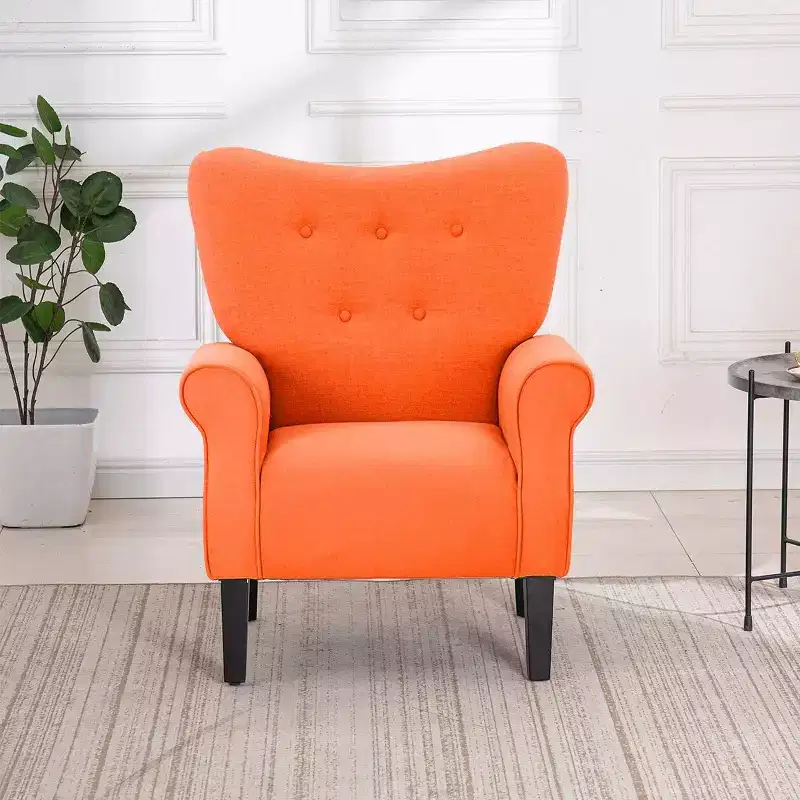 Erommy Mid Century Velvet Tufted Armchair, High Back Accent Chair