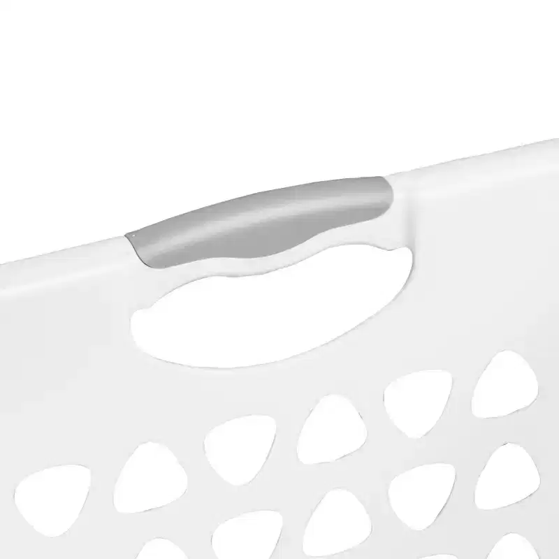 White Rectangular Laundry Basket with Handles, 2-Bushel, 8-Pack