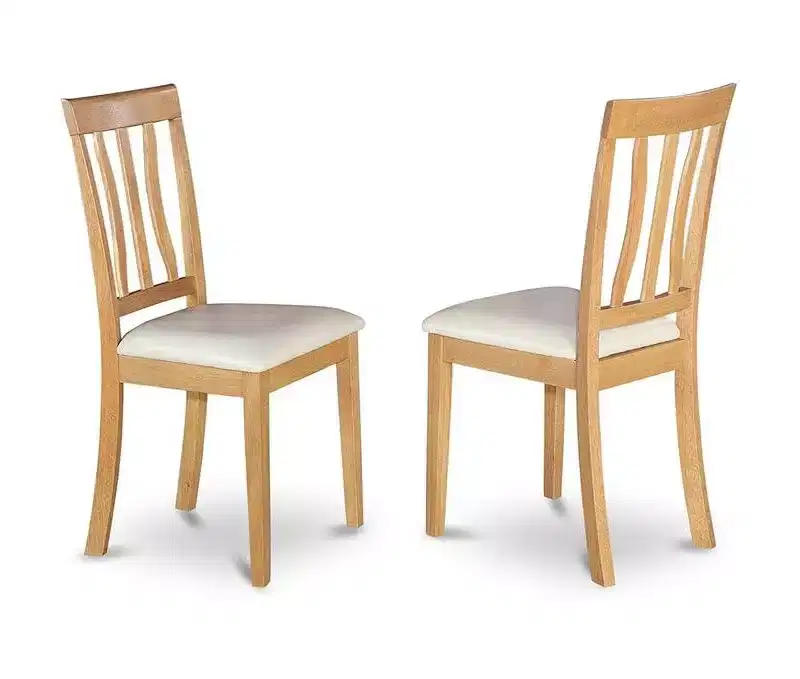 HomeStock Antique Dining Chairs Wooden Seat Slat Back Set of 2
