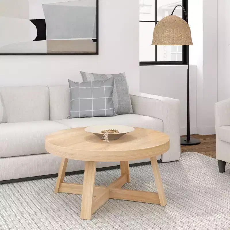 Classic Solid Wood Round Coffee Table, 36