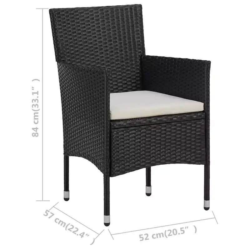 vidaXL Rattan Chair Set of 2 Poly Rattan and Steel