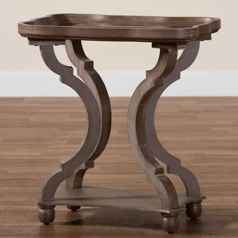 Wood End Table, Antique Brown, Mid-Century Style Side Table for Living Room & Bedroom