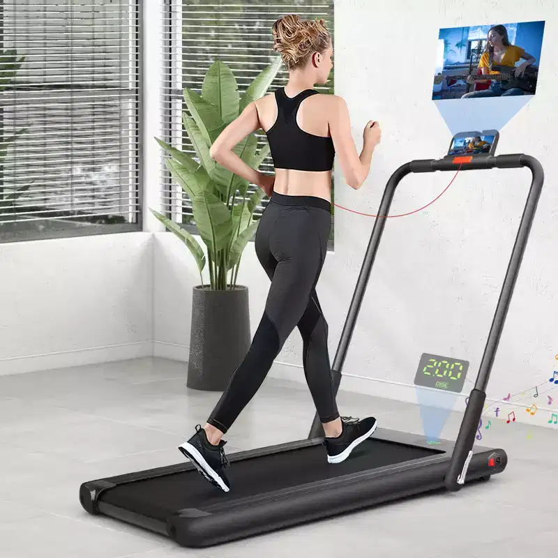 Gymax 2-in-1 Under Desk Running Machine Electric Treadmill & Powerful Motor Flexible Transportation Wheels Mobile Phone Bracket Silver/Black/White