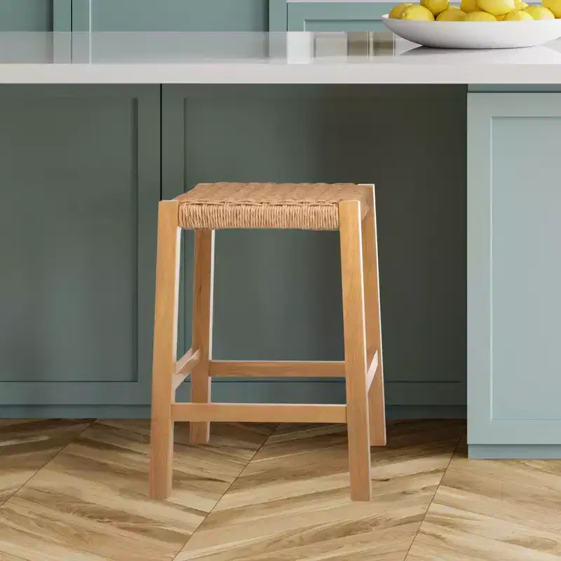 Newport 24-Inch Wood Bar Stool with Rope Seat