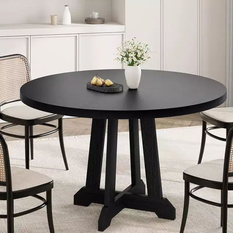 CuisinSmart 47'' Round Farmhouse Dining Table for 4 to 6 People, Large Wood Rustic Table with Sturty Legs, for Home Dining Room, No Chairs