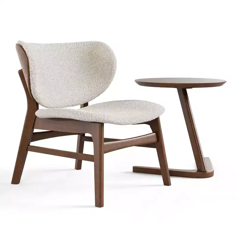 HOMES: Inside + Out 2pc River Run Mid-Century Modern Accent Table Set with Chair Walnut