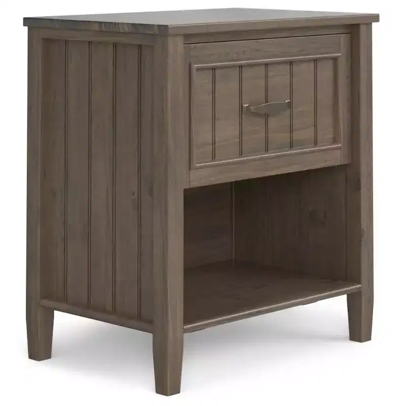 Rowan Bedside Table Smoky Brown - Wyndenhall: Transitional Style, 1-Year Warranty, Pine & Plywood Frame