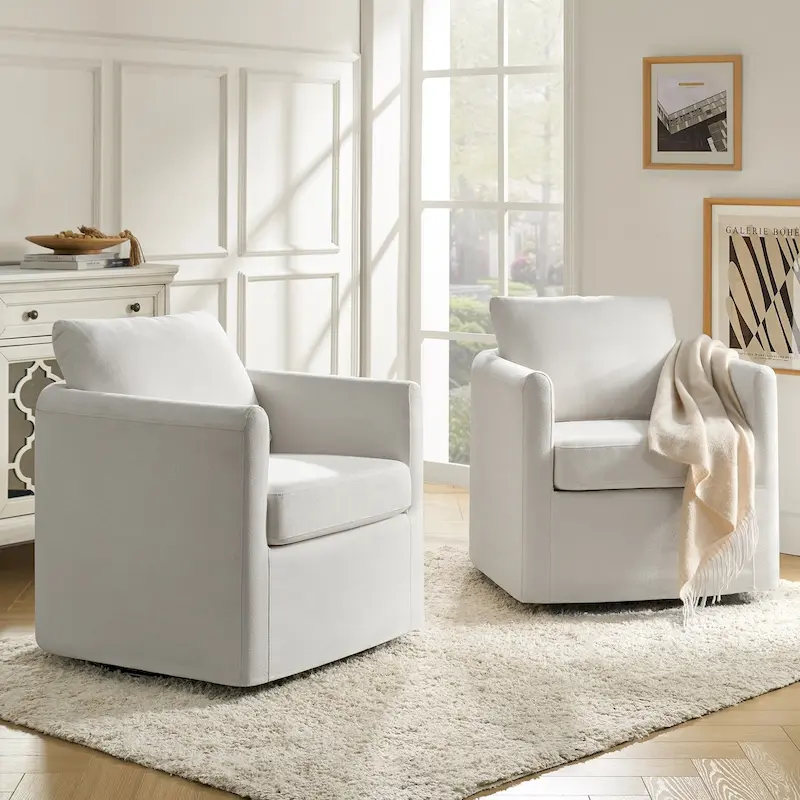 Erkenbald Modern 360-Degree Swivel Chair with Removable Slipcover Set of 2 by HULALA HOME