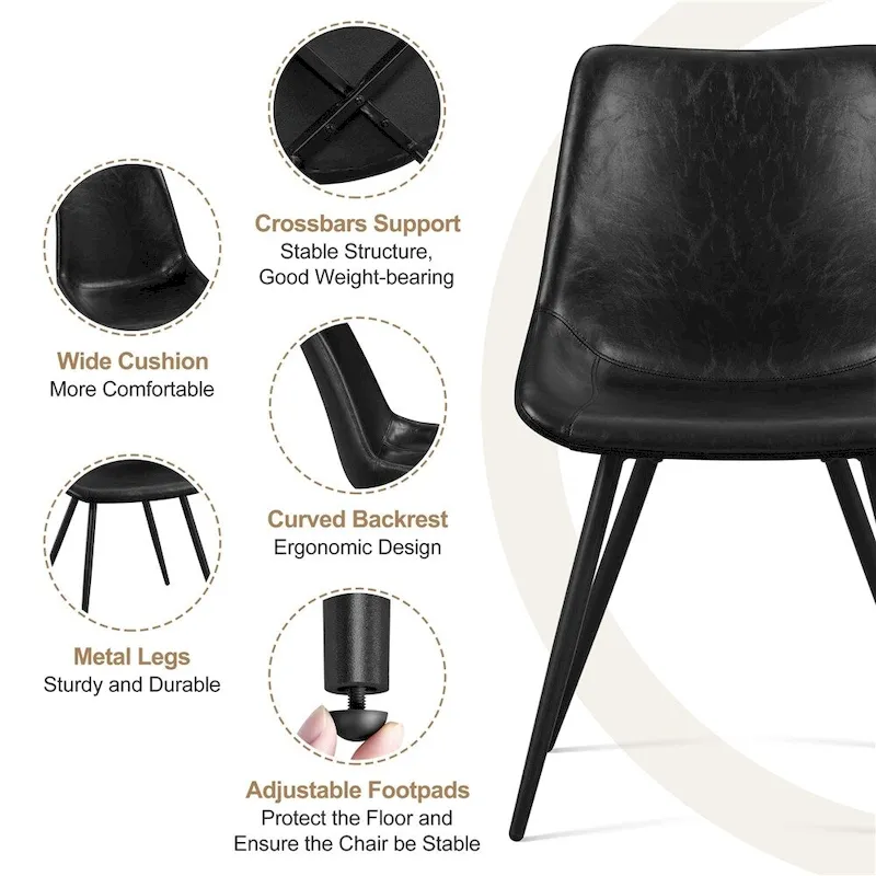 Yaheetech 2PCS Faux Leather Dining Chairs With Metal Legs - N/A